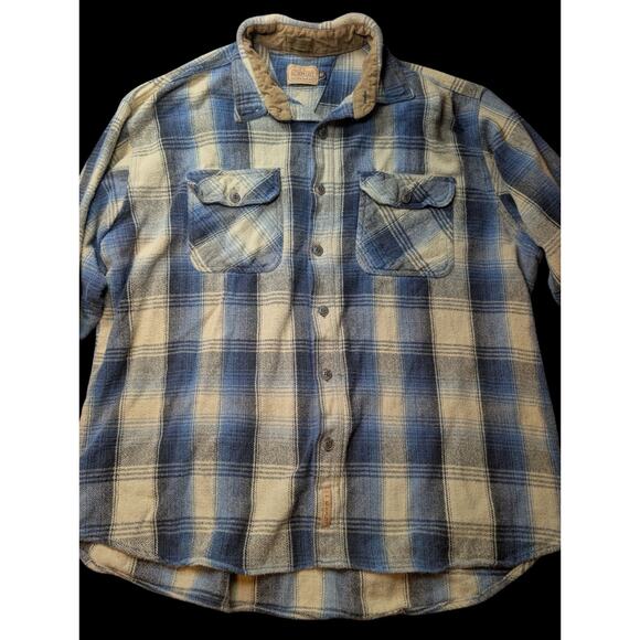 VTG 90s CE Schmidt Shirt Mens 2XL Blue Plaid Flannel Outdoor Barn Chore Shacket - Picture 2 of 7
